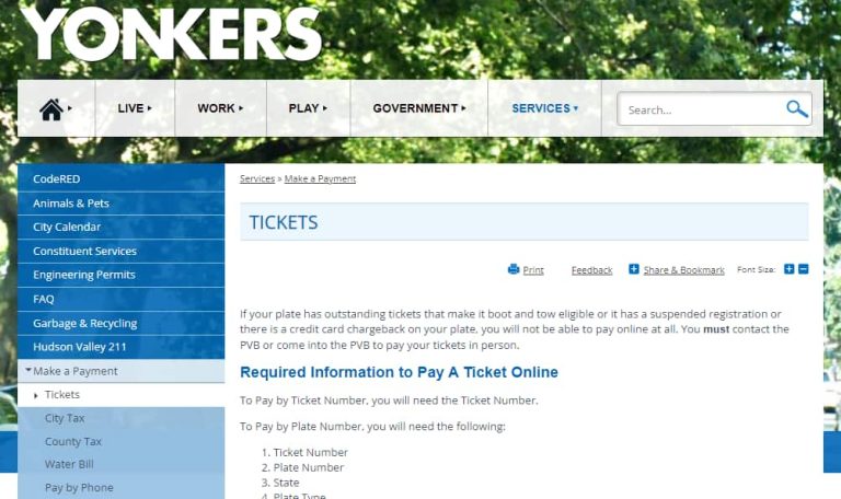 Yonkers Parking Ticket Payment Online